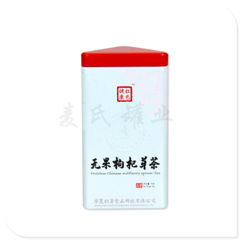 三角形枸杞芽茶鐵皮罐,內(nèi)塞蓋茶葉馬口鐵罐子