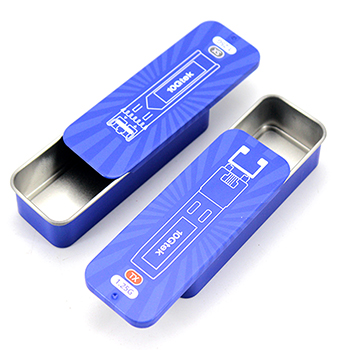 長(zhǎng)方形滑蓋開窗推拉鐵盒定制_馬口鐵U盤鐵盒包裝廠家